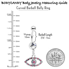 Load image into Gallery viewer, Pink Clear Gem Wide Eye Dangle Belly Ring
