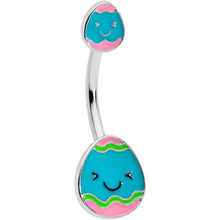 将图片加载到图库查看器，Blue Pink Celebration Easter Egg Double Mount Belly Ring
