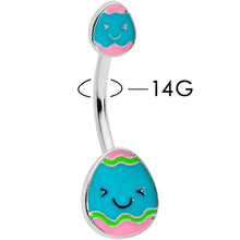 将图片加载到图库查看器，Blue Pink Celebration Easter Egg Double Mount Belly Ring
