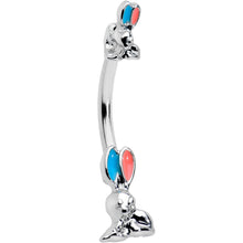 Load image into Gallery viewer, Easter Bunny Red Blue Ears Double Mount Belly Ring
