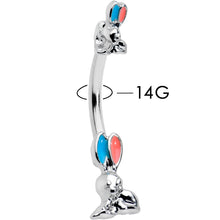 Load image into Gallery viewer, Easter Bunny Red Blue Ears Double Mount Belly Ring

