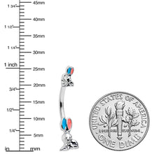 Load image into Gallery viewer, Easter Bunny Red Blue Ears Double Mount Belly Ring
