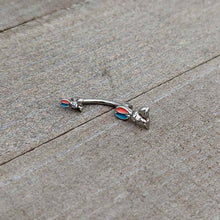 Load image into Gallery viewer, Easter Bunny Red Blue Ears Double Mount Belly Ring
