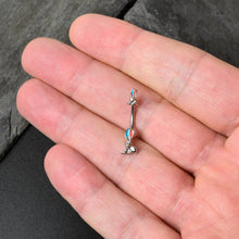 Load image into Gallery viewer, Easter Bunny Red Blue Ears Double Mount Belly Ring
