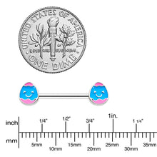 Load image into Gallery viewer, 14G 9/16  Blue Pink Celebration Easter Egg Barbell Nipple Ring Set
