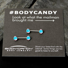 Load image into Gallery viewer, 14G 9/16  Blue Pink Celebration Easter Egg Barbell Nipple Ring Set
