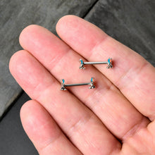将图片加载到图库查看器，14G 9/16 Easter Bunny Blue Red Ears Barbell Nipple Ring Set
