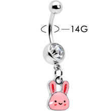 Load image into Gallery viewer, Clear Gem Kawaii Cutie Easter Bunny Dangle Belly Ring
