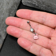 Load image into Gallery viewer, Clear Gem Kawaii Cutie Easter Bunny Dangle Belly Ring
