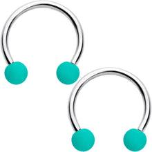 Load image into Gallery viewer, 16G 3/8 Matte Black Blue Teal Horseshoe Circular Barbell Set of 6
