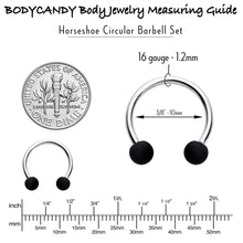 Load image into Gallery viewer, 16G 3/8 Matte Black Blue Teal Horseshoe Circular Barbell Set of 6
