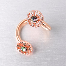 Load image into Gallery viewer, Vitrail Gem Rose Gold Tone Flower Spiral Twister Belly Ring
