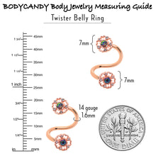 Load image into Gallery viewer, Vitrail Gem Rose Gold Tone Flower Spiral Twister Belly Ring
