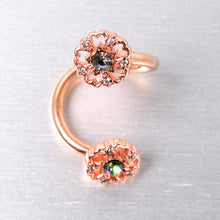Load image into Gallery viewer, Vitrail Gem Rose Gold Tone Flower Spiral Twister Belly Ring
