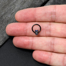 Load image into Gallery viewer, 16G 3/8 Purple Gem Black Opulent Owl Hinged Segment Ring
