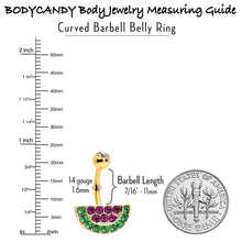 Load image into Gallery viewer, Pink Green Gem Gold Tone Watermelon Yum Belly Ring
