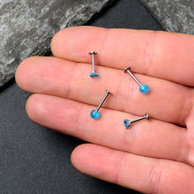 Load image into Gallery viewer, 16G 5/16 3/8 Blue Gem Faux Opal Labret Monroe Tragus Set of 4
