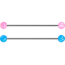 Load image into Gallery viewer, 14G Pink Blue Purple Faux Opal Pack Industrial Barbell Set of 4
