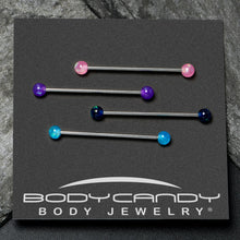 Load image into Gallery viewer, 14G Pink Blue Purple Faux Opal Pack Industrial Barbell Set of 4
