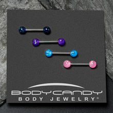 Load image into Gallery viewer, Pink Purple Blue Faux Opal Pack Tongue Ring Set of 4
