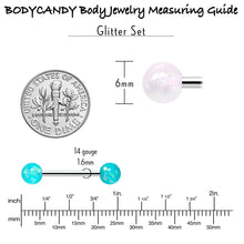 Load image into Gallery viewer, Green Aurora White Black Faux Opal Pack Tongue Ring Set of 4
