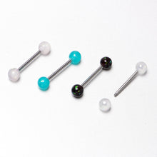 Load image into Gallery viewer, Green Aurora White Black Faux Opal Pack Tongue Ring Set of 4
