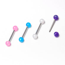 Load image into Gallery viewer, Pink Purple White Faux Opal Pack Tongue Ring Set of 4
