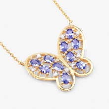 Load image into Gallery viewer, 1.86 Carat Genuine Tanzanite and White Zircon .925 Sterling Silver Necklace
