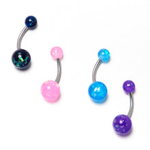 Load image into Gallery viewer, Blue Pink Purple Faux Opal Pack Belly Ring Set of 4
