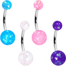 Load image into Gallery viewer, White Pink Purple Faux Opal Pack Belly Ring Set of 4
