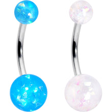 Load image into Gallery viewer, White Pink Purple Faux Opal Pack Belly Ring Set of 4
