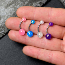 Load image into Gallery viewer, White Pink Purple Faux Opal Pack Belly Ring Set of 4
