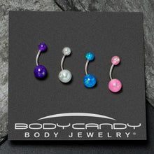 Load image into Gallery viewer, White Pink Purple Faux Opal Pack Belly Ring Set of 4
