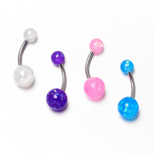 Load image into Gallery viewer, White Pink Purple Faux Opal Pack Belly Ring Set of 4

