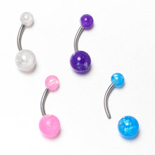 Load image into Gallery viewer, White Pink Purple Faux Opal Pack Belly Ring Set of 4
