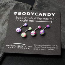 Load image into Gallery viewer, Splatter Pink Blue Purple Green Belly Ring Set of 4
