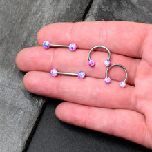 Load image into Gallery viewer, 14G 9/16 1/2 Splatter Blue Pink Barbell Horseshoe Nipple Ring Set of 4
