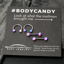 Load image into Gallery viewer, 14G 9/16 1/2 Splatter Blue Pink Barbell Horseshoe Nipple Ring Set of 4
