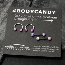 Load image into Gallery viewer, 14G 9/16 1/2 Splatter Green Purple Barbell Horseshoe Nipple Ring Set of 4
