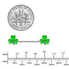 Load image into Gallery viewer, 14G 9/16 Kawaii Smile Shamrock St Patricks Barbell Nipple Ring Set
