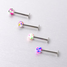 Load image into Gallery viewer, 16G 3/8 Splatter Pink Blue Labret Monroe Tragus Set of 4

