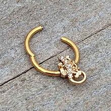 将图片加载到图库查看器，16G 3/8 Clear Gem Gold Tone Luscious Lizard Hinged Segment Ring
