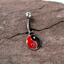 Load image into Gallery viewer, Clear Gem Ladybug Yin Yang Belly Ring
