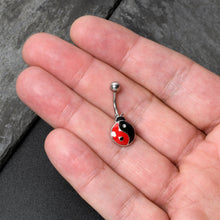 Load image into Gallery viewer, Clear Gem Ladybug Yin Yang Belly Ring
