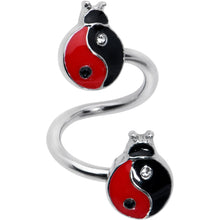 将图片加载到图库查看器，Clear Gem Ladybug Yin Yang Spiral Twister Belly Ring
