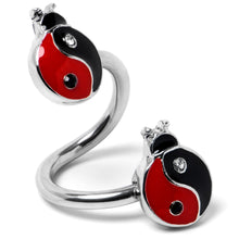 将图片加载到图库查看器，Clear Gem Ladybug Yin Yang Spiral Twister Belly Ring
