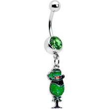 将图片加载到图库查看器，Green Gem Fancy Leprechaun St Patricks Dangle Belly Ring
