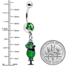 将图片加载到图库查看器，Green Gem Fancy Leprechaun St Patricks Dangle Belly Ring
