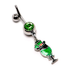 将图片加载到图库查看器，Green Gem Fancy Leprechaun St Patricks Dangle Belly Ring
