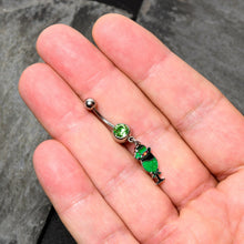将图片加载到图库查看器，Green Gem Fancy Leprechaun St Patricks Dangle Belly Ring
